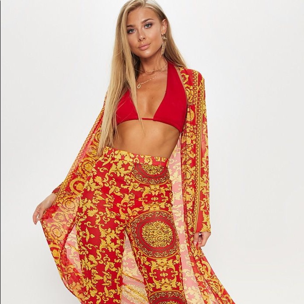ISO- Red chain print kimono